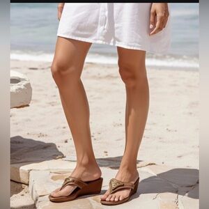 Prada Thong Wedge Sandals Brown Size 38.5 (8.5) $870